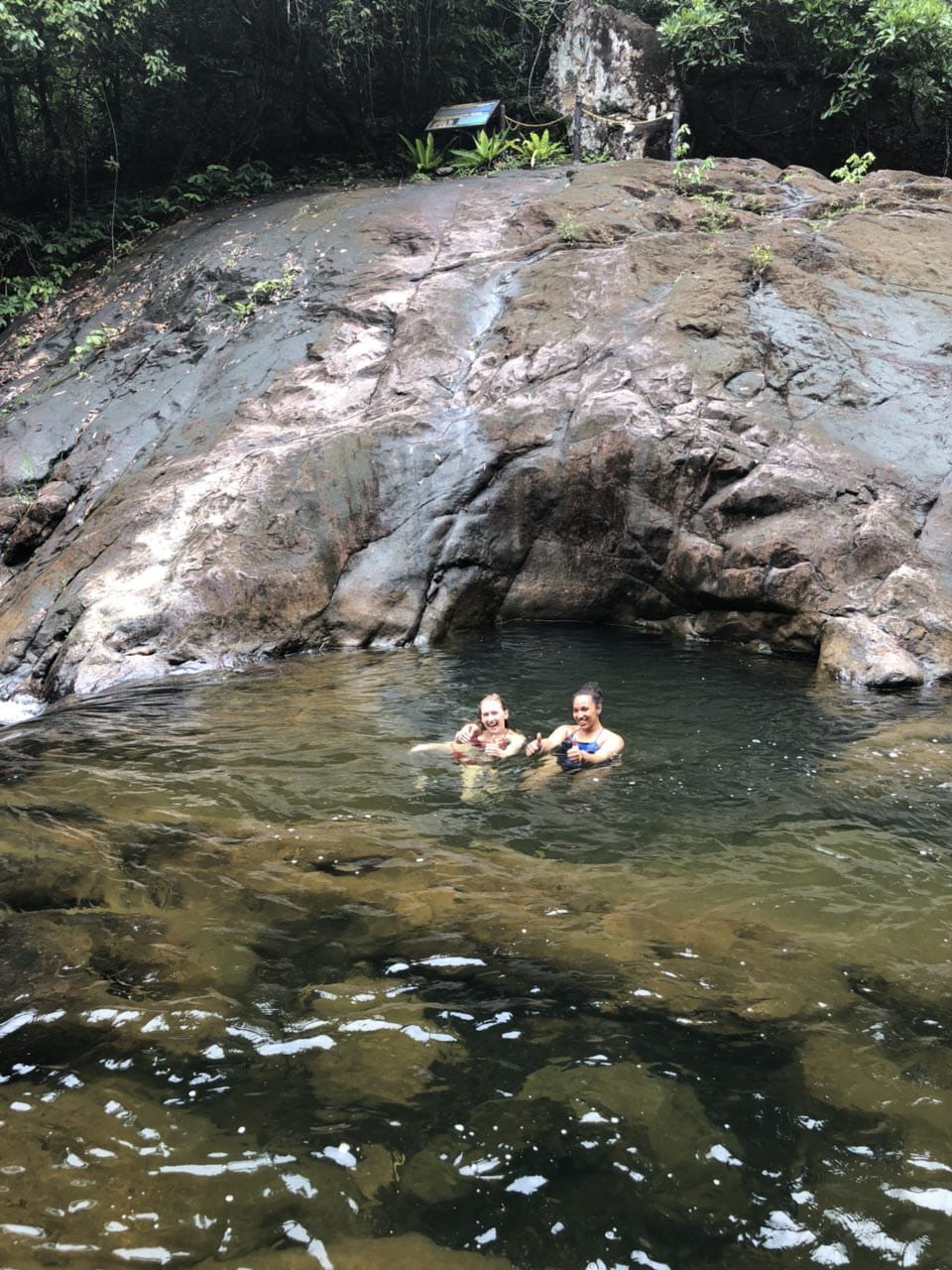 Swimming in one of the many waterfalls