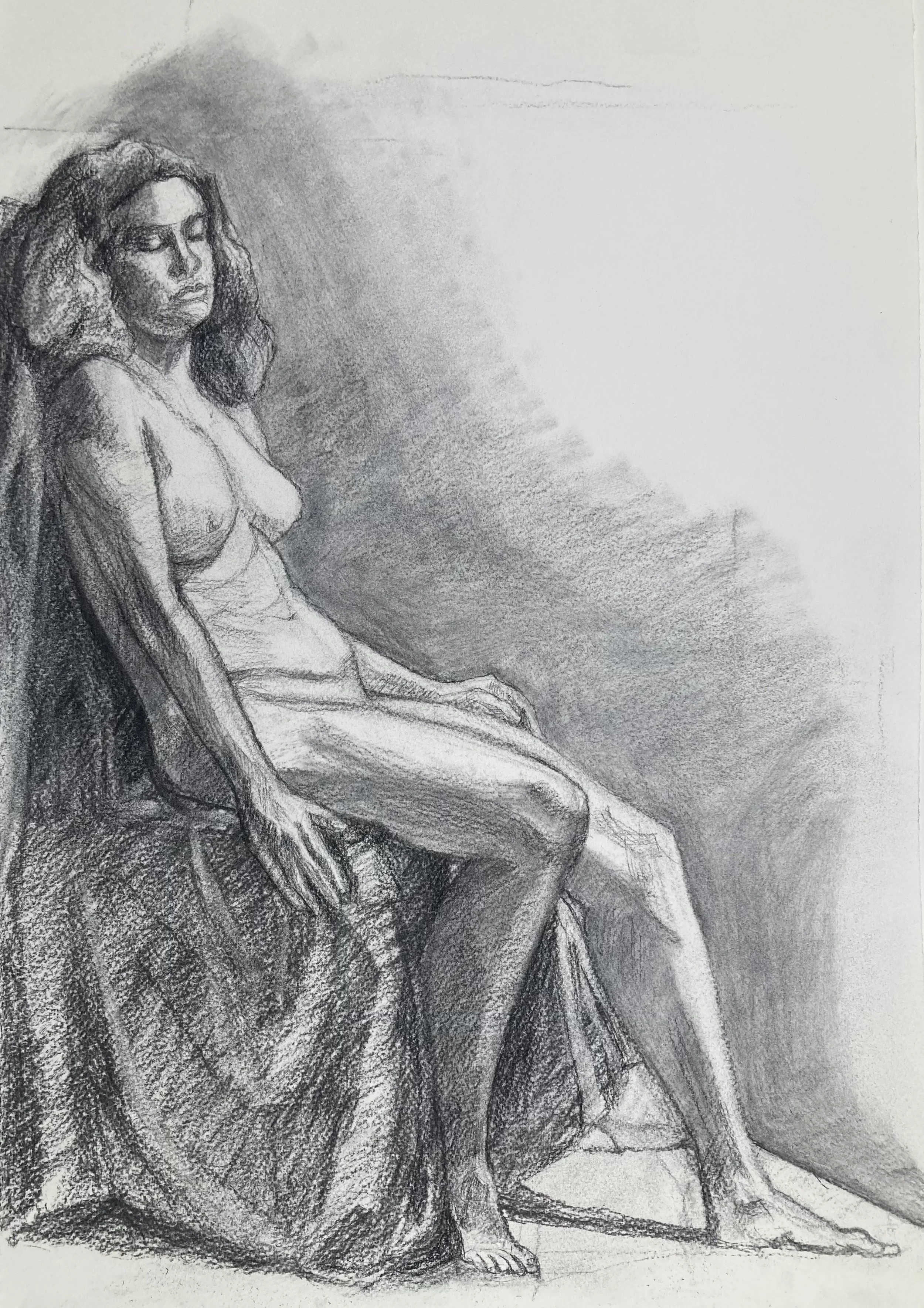     Seated Model, Eyes Closed.