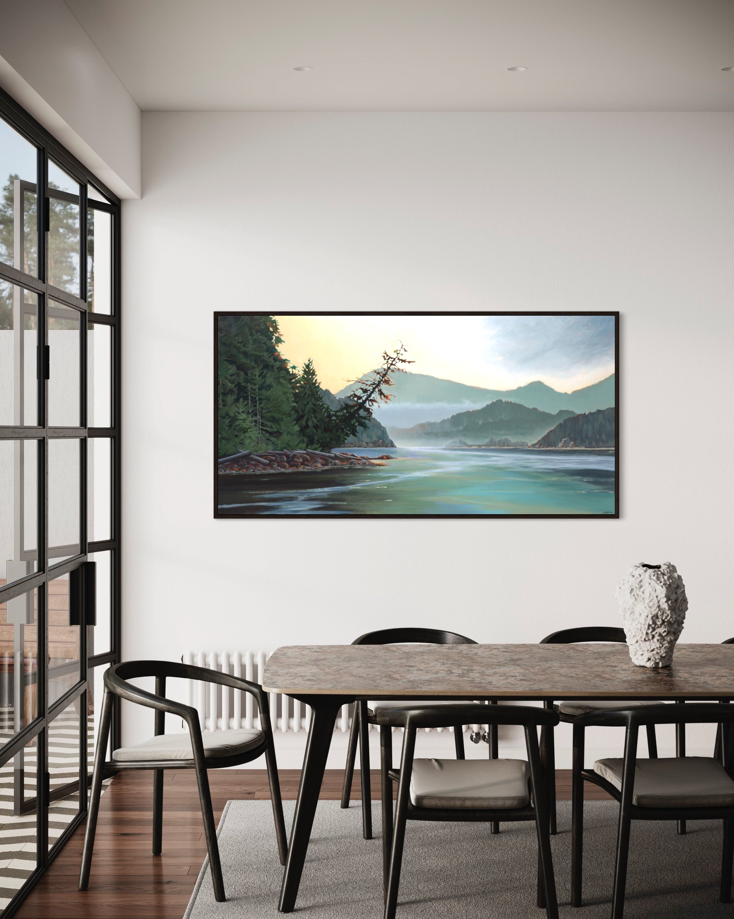 homecoming extra large west coast canvas art print frame wood float maple walnut white oak insitu dining room.JPG