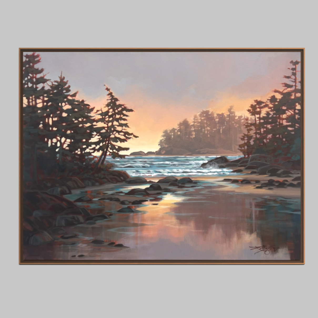 Over+the+Rainbow+west+coast+canadian+original+painting+by+Ronei+walnut+float+frame+full.png