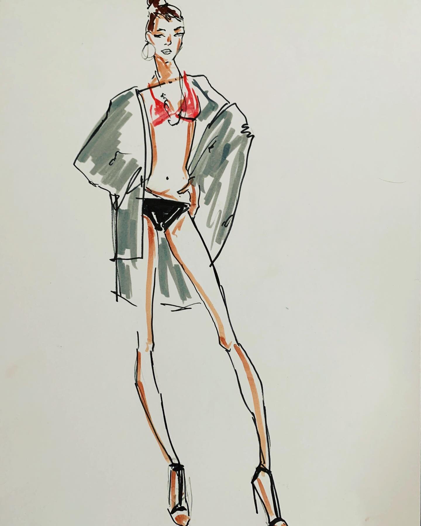 More illustrations from Sunday&rsquo;s drawing session with @560_7th. Thanks again to @thienan.p for modeling #illustrator #fashionillustration #fashionsketch #modeldrawingonline #markers #markerart #markerdrawing #drawingfromlife #bikni #gesturedraw