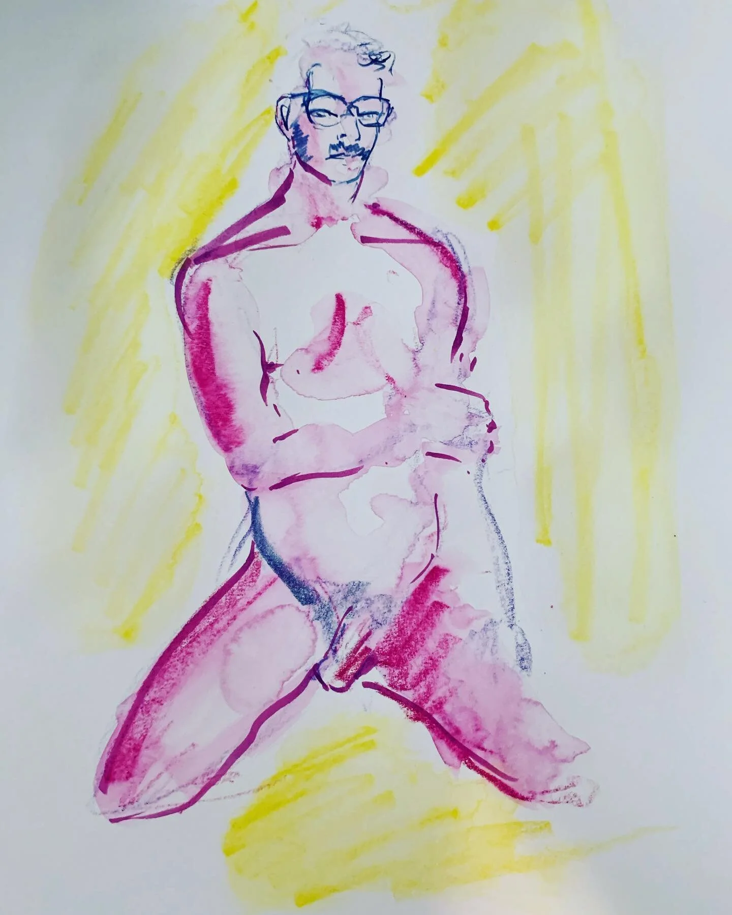 Sketch from 6-13-20 Thanks to @jaleafarah with #bwaysketchclub  #malemodel #gay #gayartist #malesketch #nudedrawning #figuredrawing #malefigure #sketching #watercolor #coloredpencil #pastel #neocolor2 #illustrator #illustrationartists #illustratorson