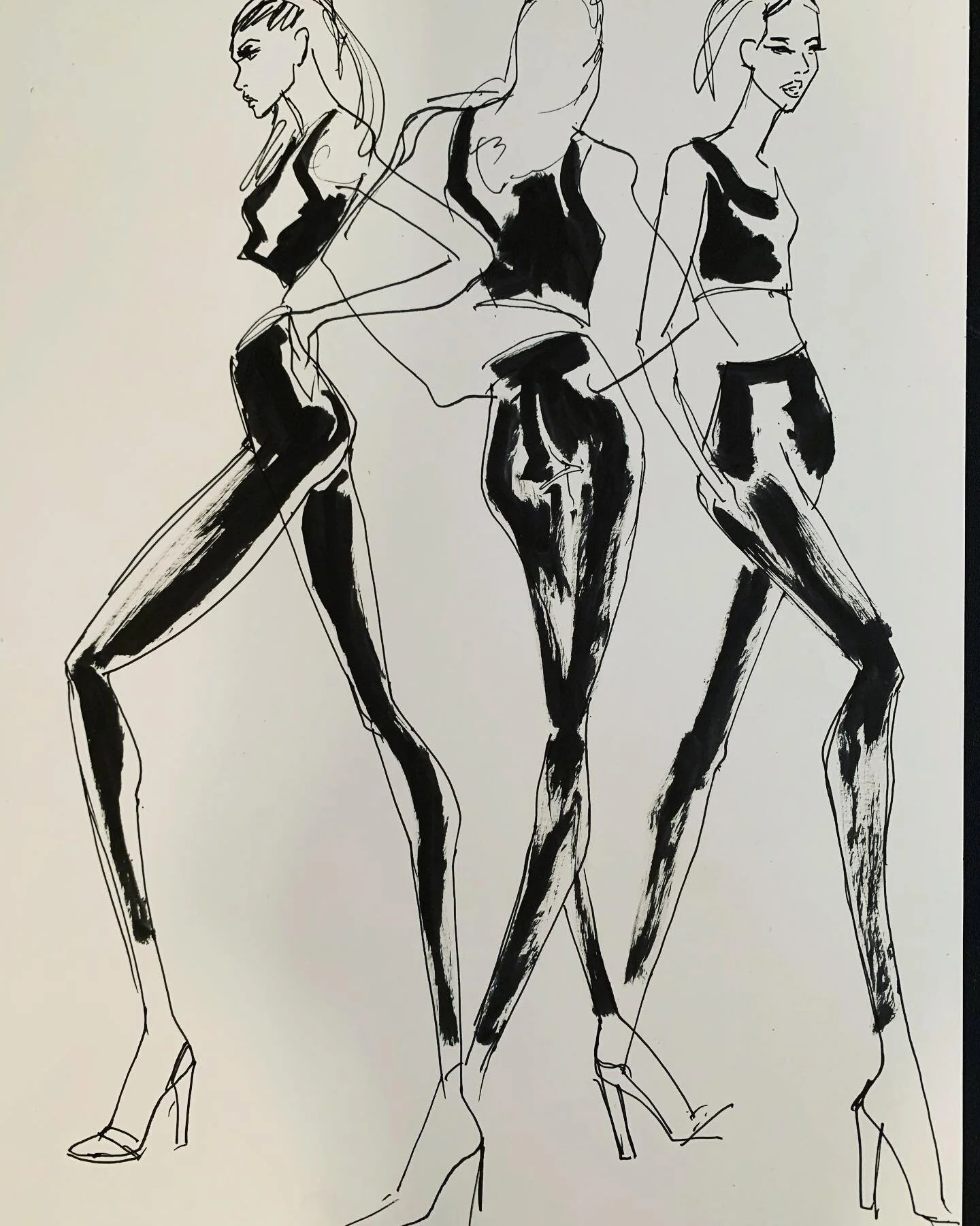 Sketch from 5/17/2020 from fashion drawing zoom session thanks to @560_7th and thanks to@sophiakstiles for modeling. #fashion #fashionsketch #fashionillustration #illustrationartists #illustratorsoninstagram #illustrationartists #activewear #activeli