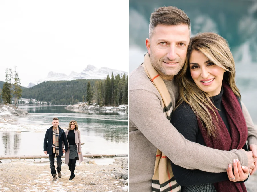 Enagement session in Banff, with the lake and mountains with Cal