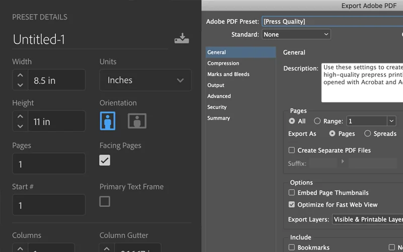 Print File Setup Spreads