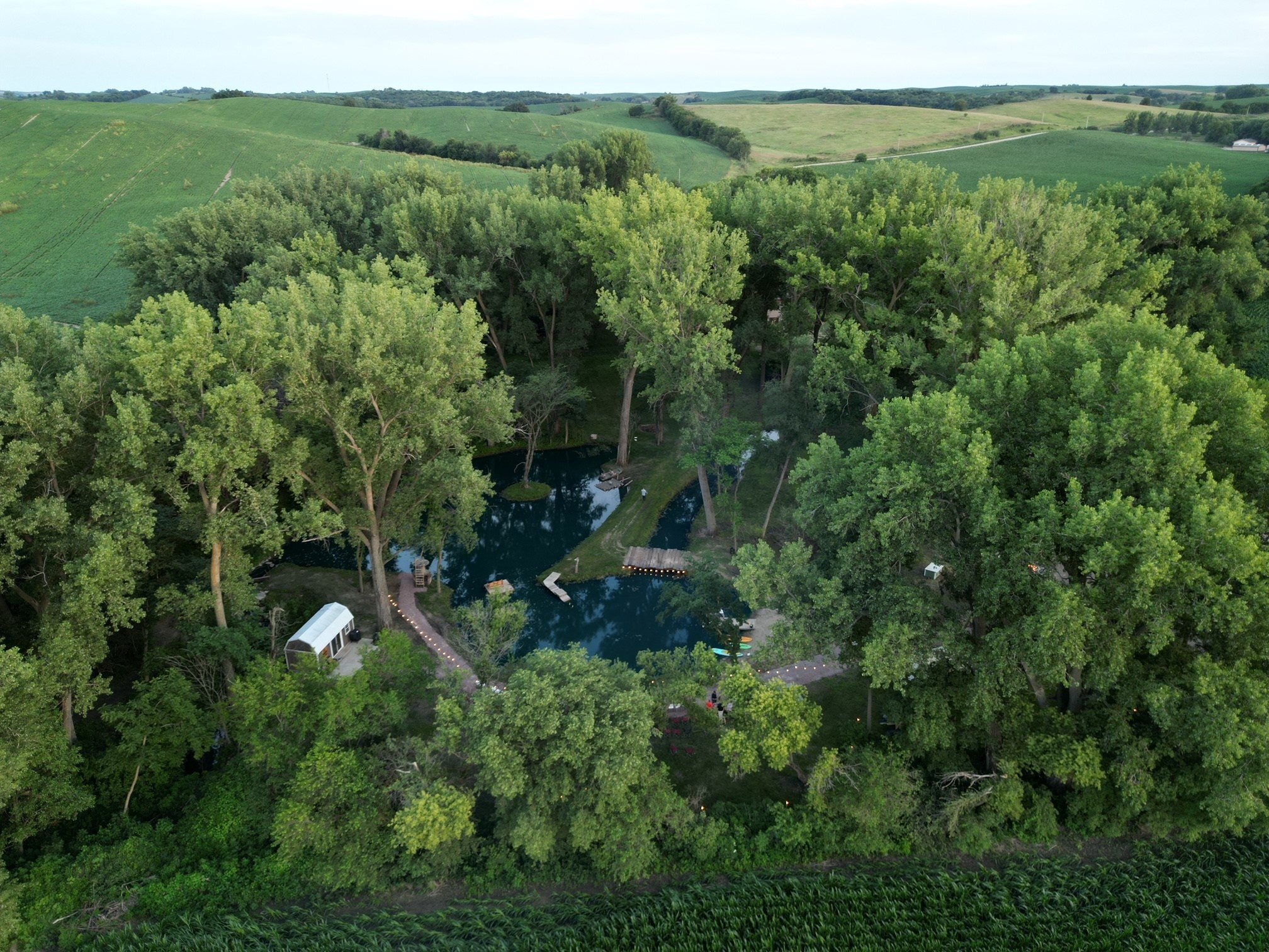 Ariel view of pond.