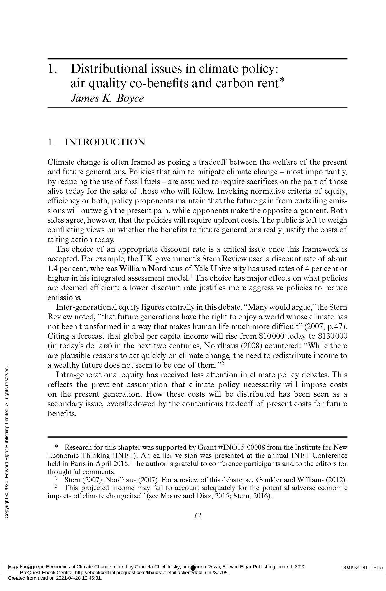 Distributional Issues in Climate Policy