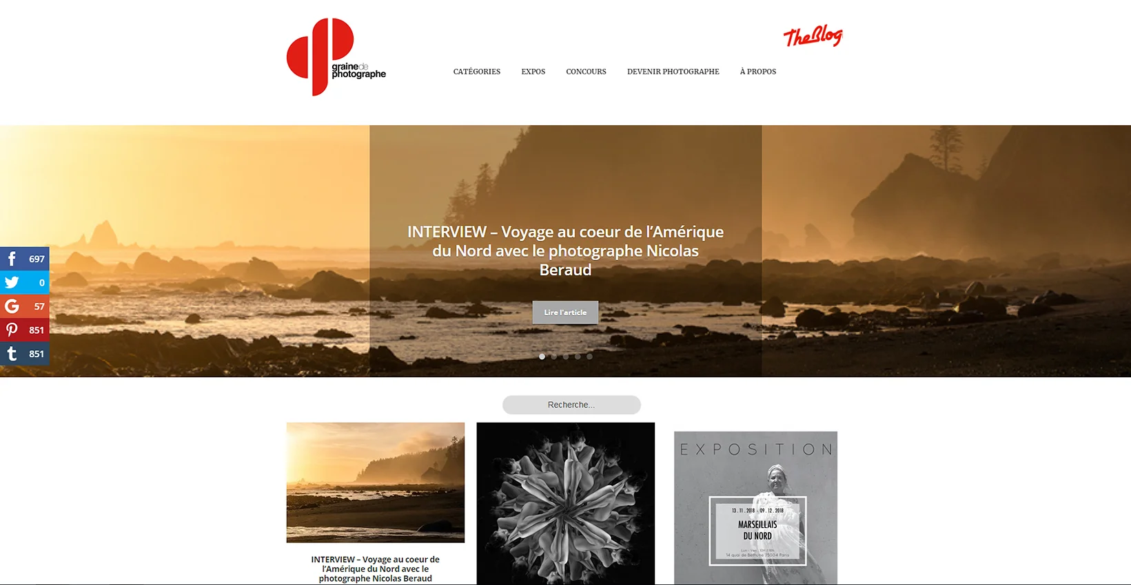 Parution du reportage "Au bord du Pacifique" dans la rubrique "Animaux & Nature" du site web Graine de Photographe.