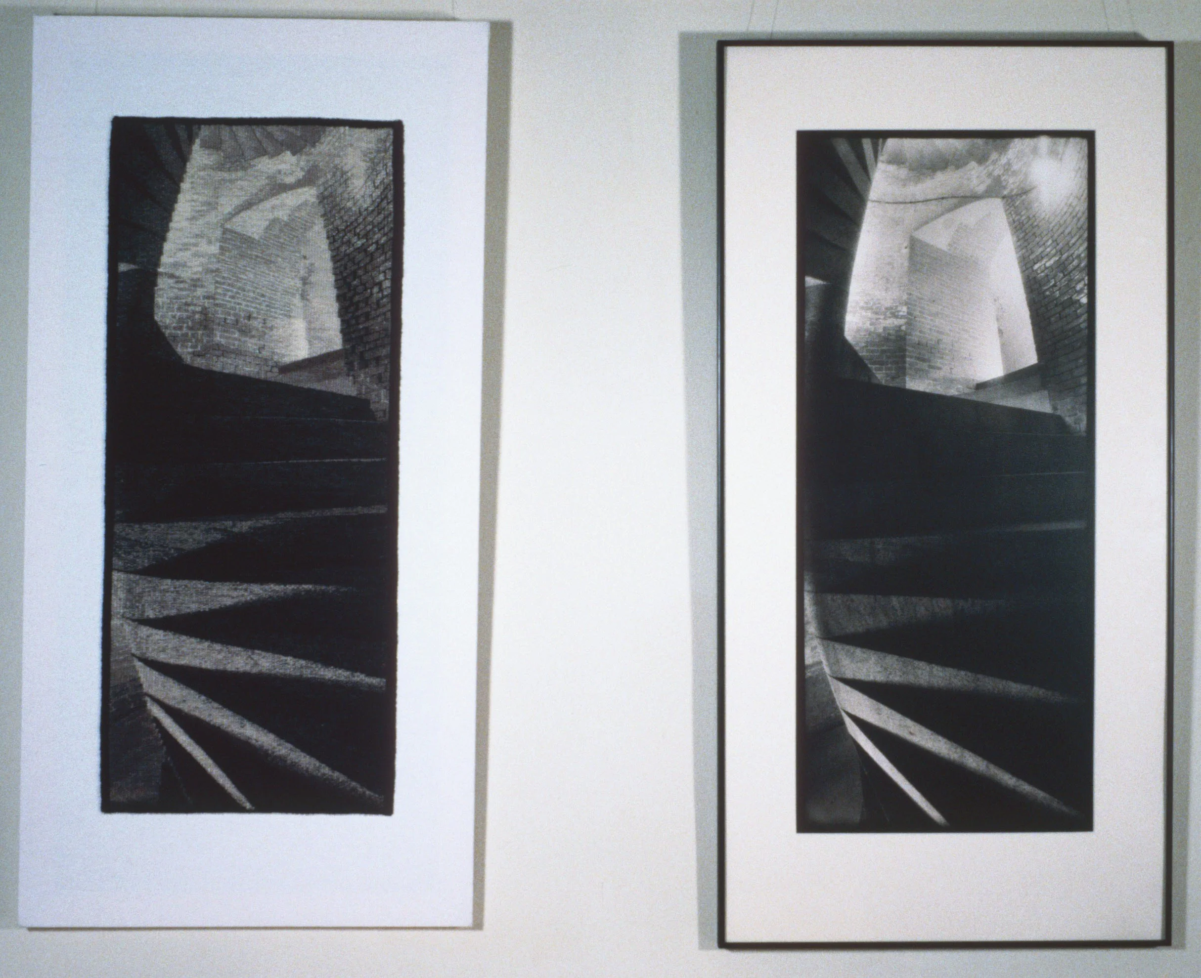 Tapestry woven from a photograph by Geir Jordahl, "Spiral Stairs, Front Point, California"