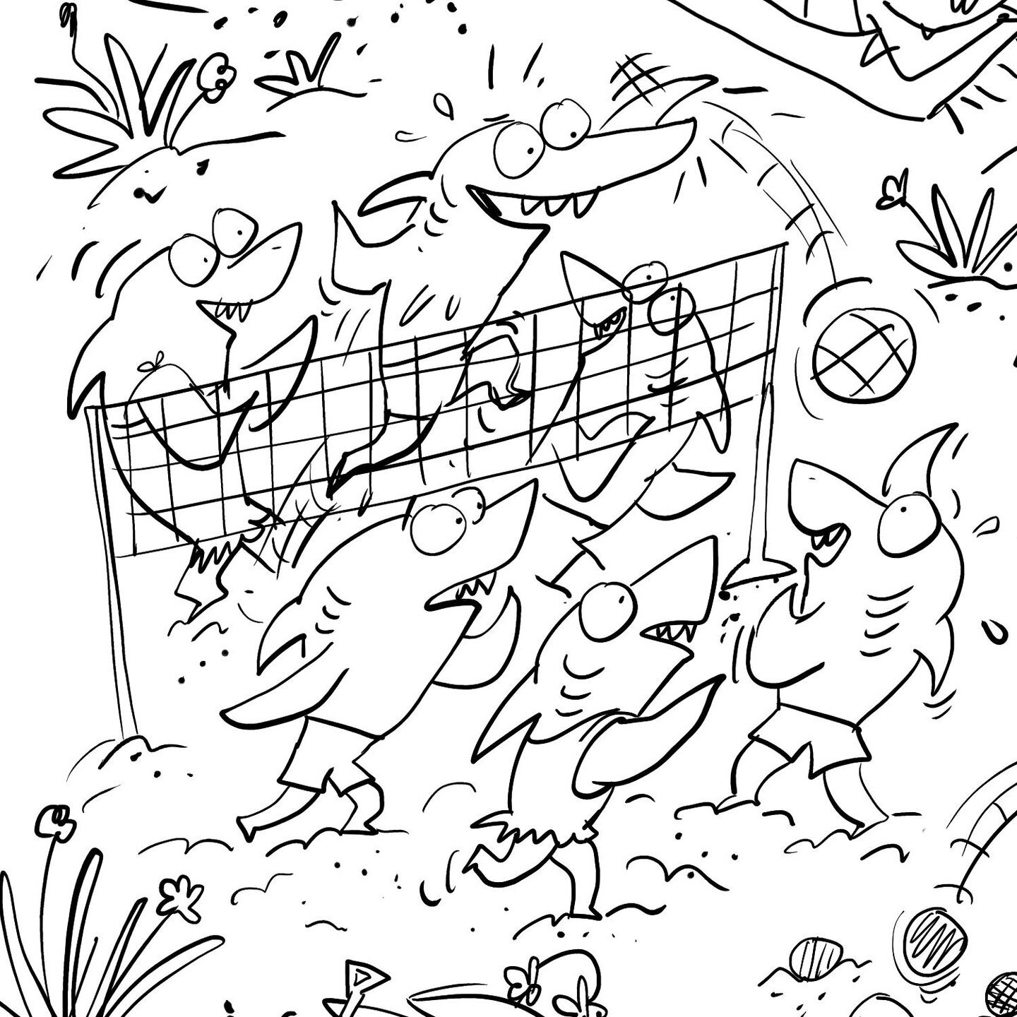 On the drawing board today... 😂🏐

#sketch #shark #sharkvolleyball #kidlitillustrator #kidlitartist #childrensbookillustrator #childrensbookillustration #kidlitillustration #kidlitillustration #cartooning #kidlitcomics #kidlitcartoonist