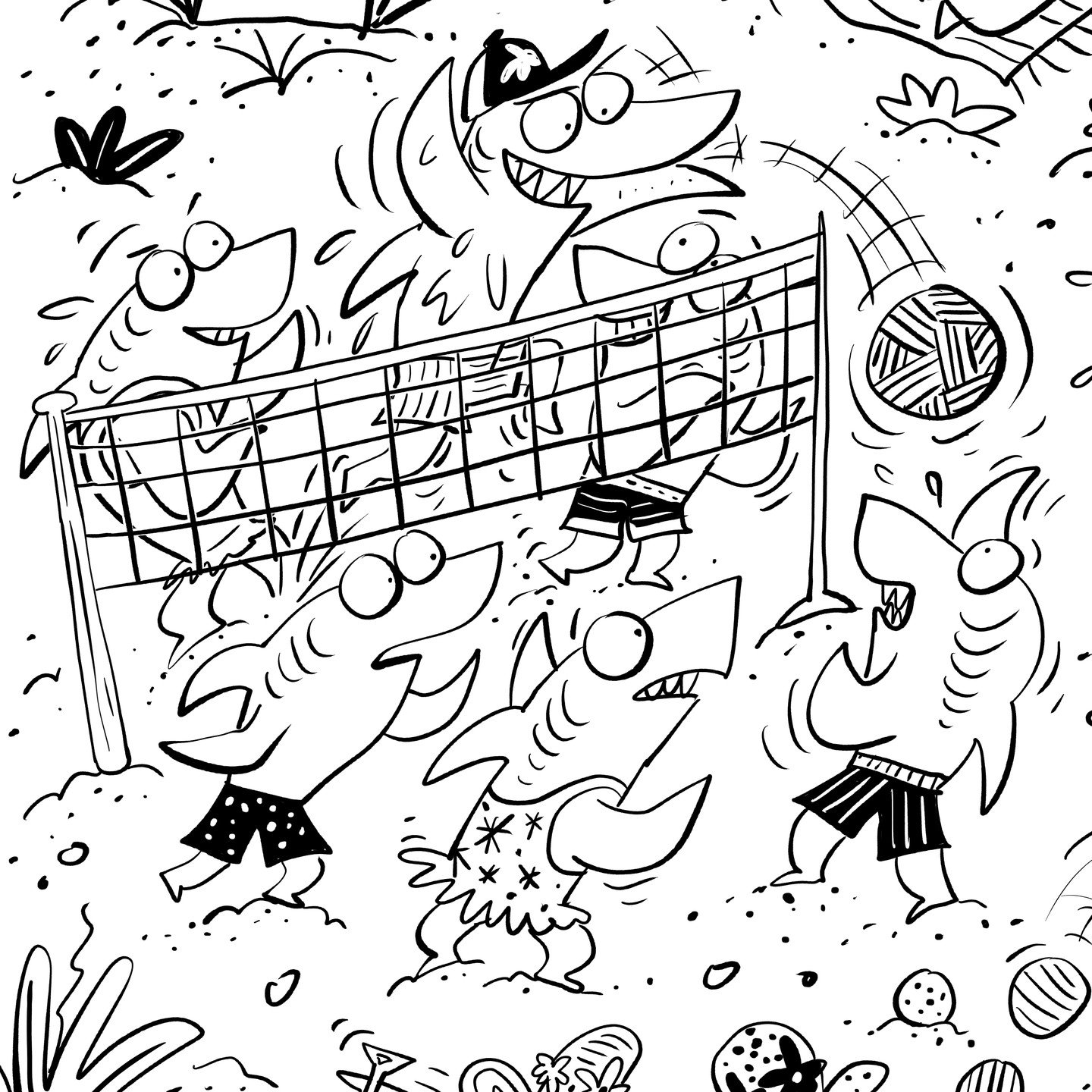 OFF the board now! Meaning, I finished his black and white Hidden Picture (swipe right to see sketch). Can you find any hidden object in this little smidgen of the whole scene? editorial nixed any characters with buck teeth, btw. I'm not sure why...?