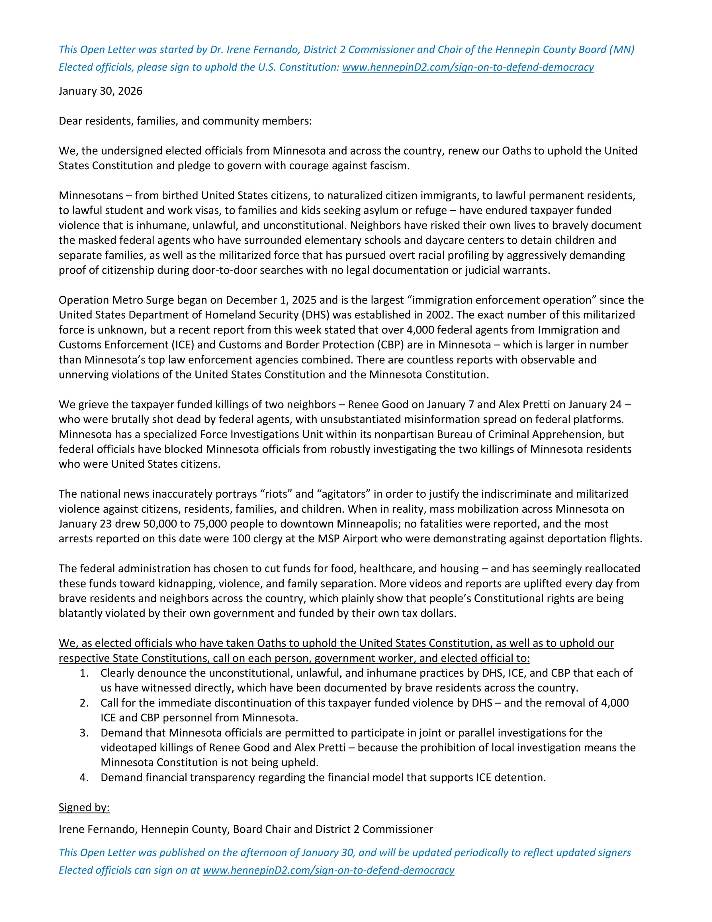 Sign-on Letter to Defend Democracy — Hennepin County District 2