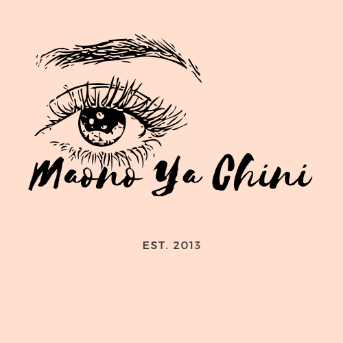 Pink background with illustrated eye and text that reads, ‘Maono Ya Chini’, established 2013.