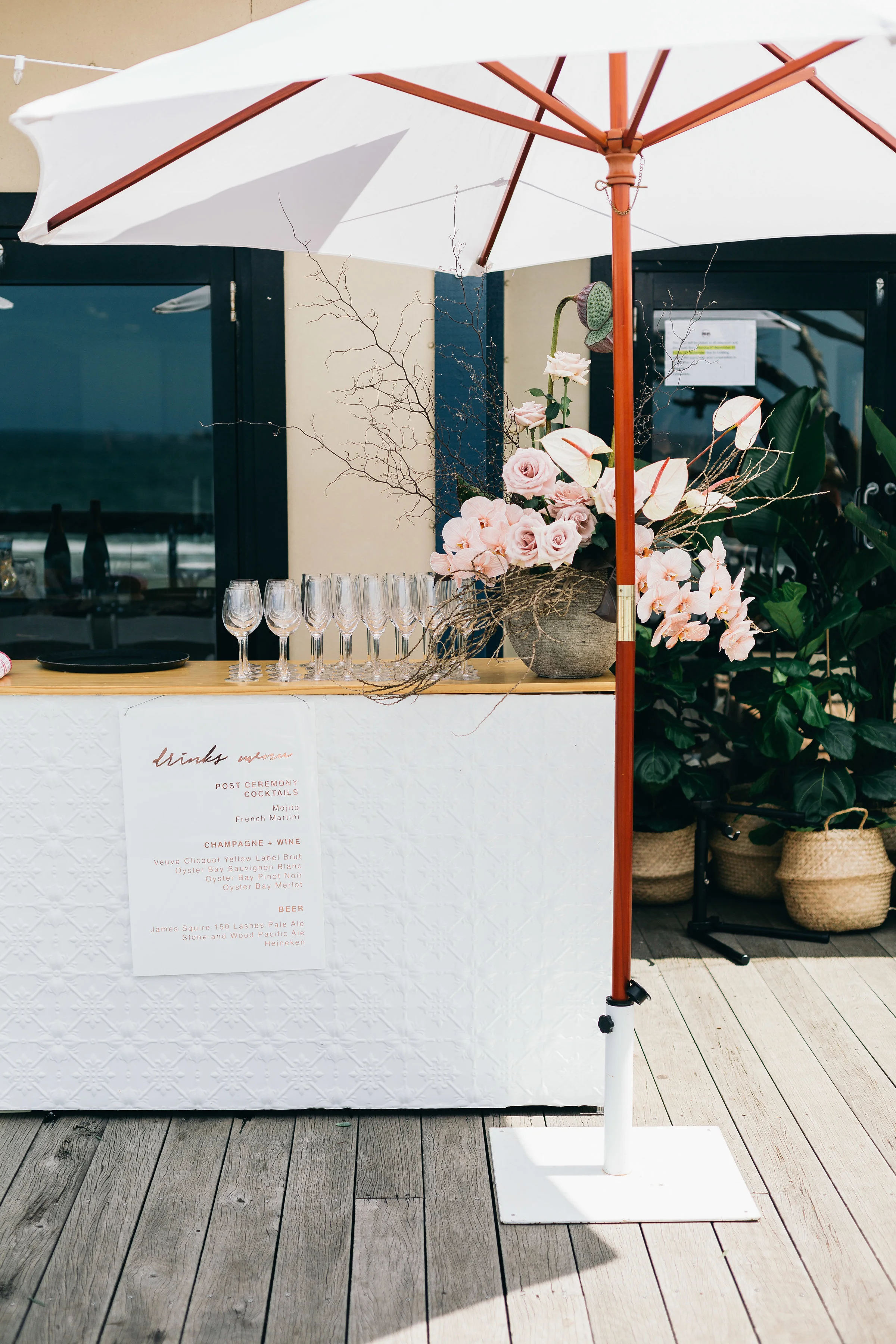 White Pressed Tin Service Bar