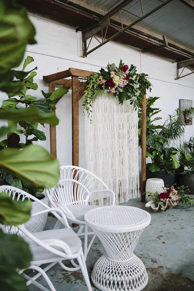 White Rattan Side Table