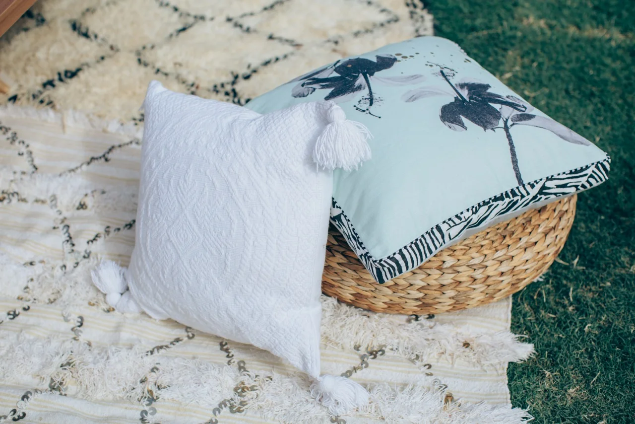 Mint Hibiscus Cushion