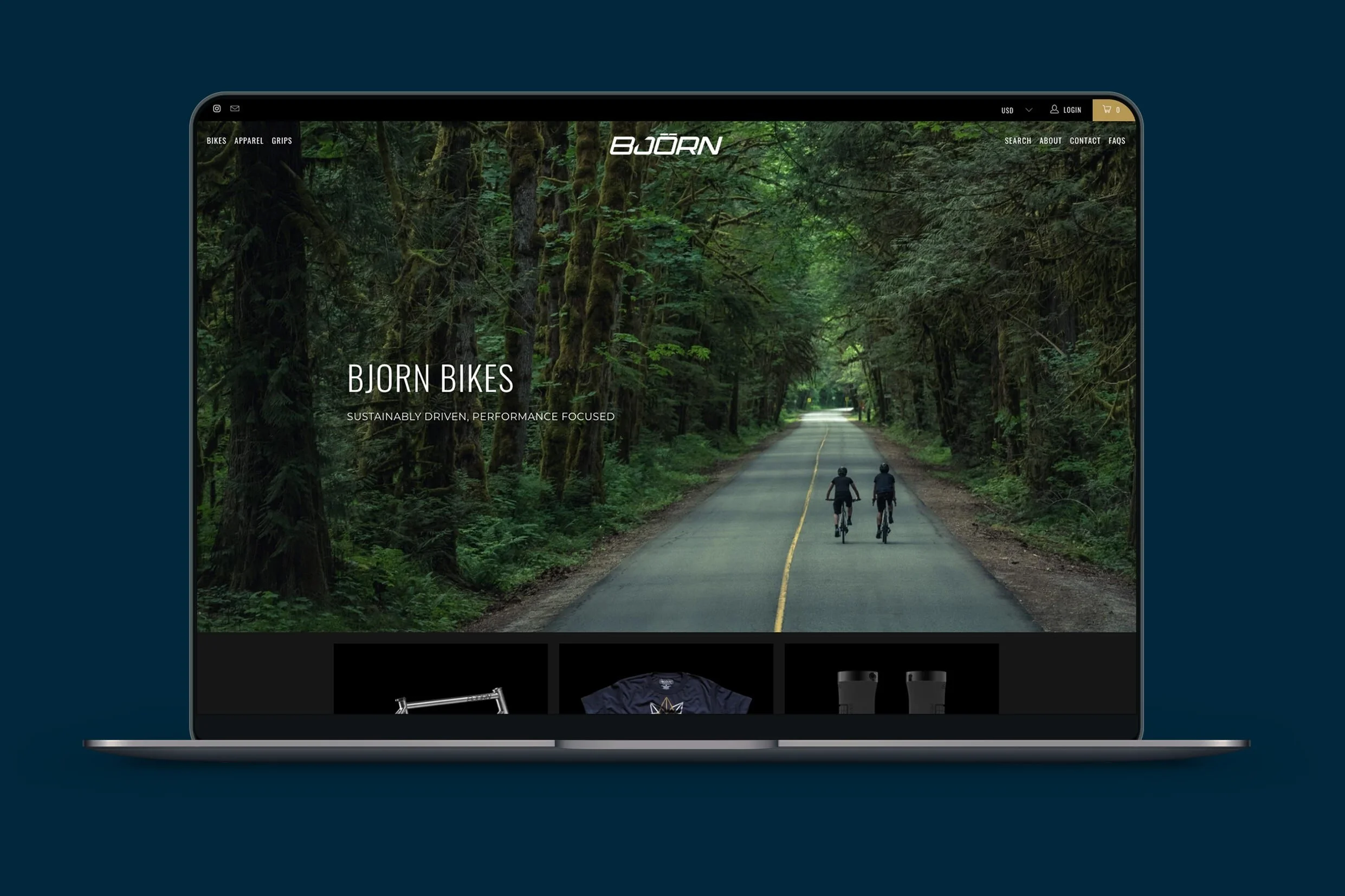 Bjorn Bikes direct to consumer website homepage