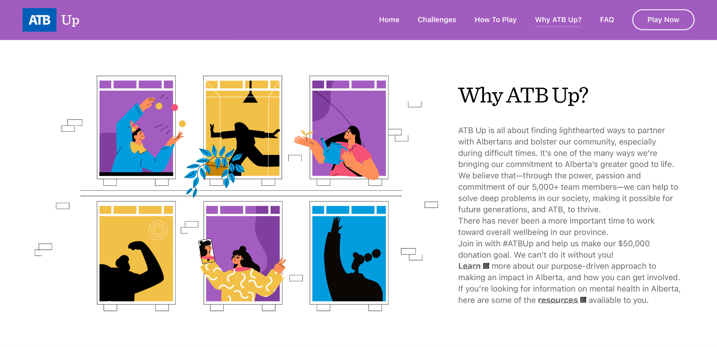 ATB Up microsite section explaining why the campaign supports mental health