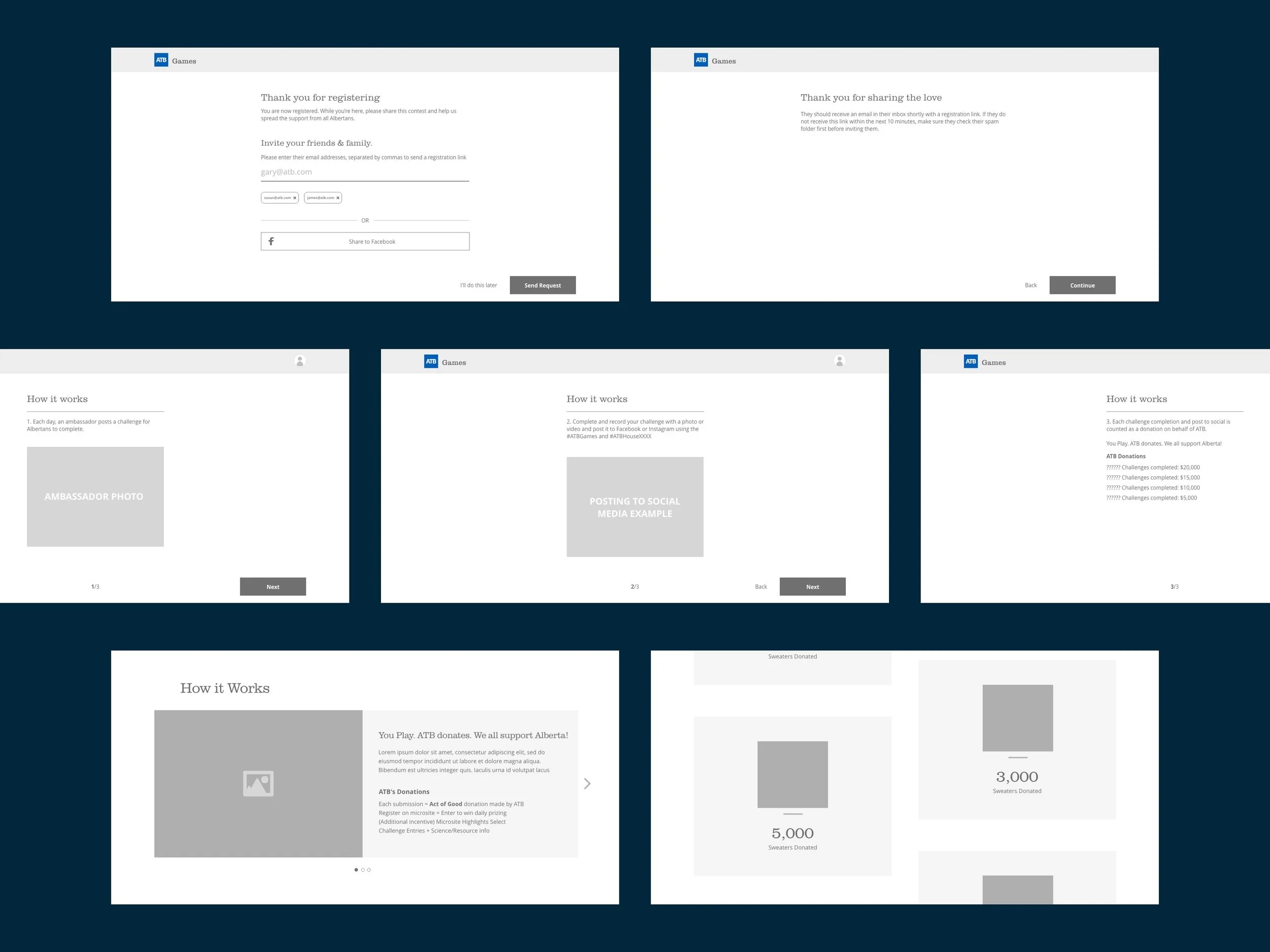 Adobe XD wireframes for the ATB Up mobile experience
