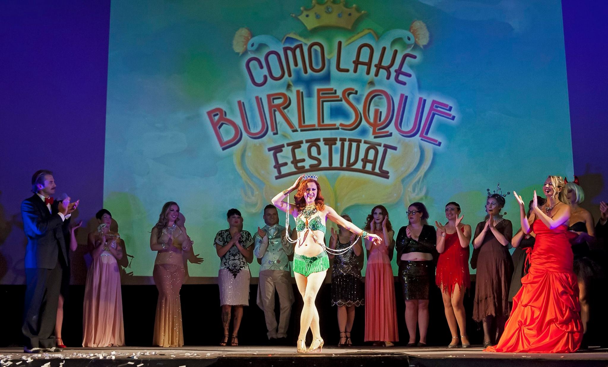  Francine winning the crown at Como Lake Burlesque Festival, Como Lake, Italy 
