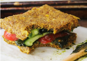 Tomato Cucumber Sandwich on Onion and Corn Bread