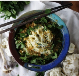 Fettuccine Alfredo with Zucchini Pasta and Cauliflower Sauce