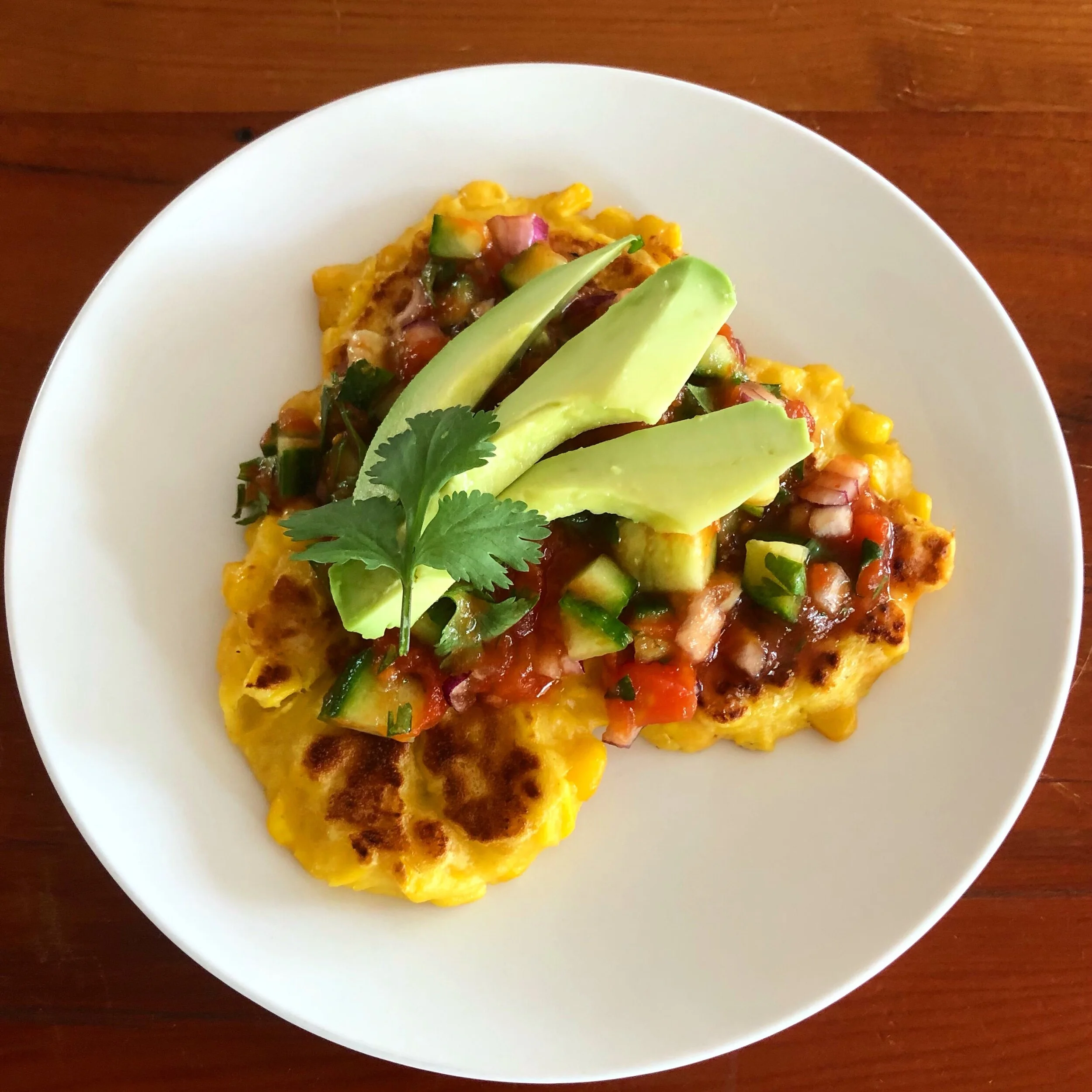 Mexican Corn Fritters with Salsa and Avo