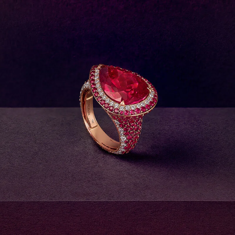 Out of Africa Cocktail Ring in 18 Karat Rose Gold White Diamonds and Ethically Sourced Gemstones