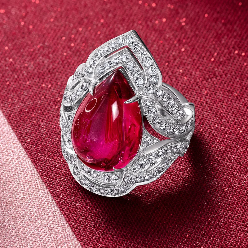 Out of Africa-18 Karat-White Gold-White Diamonds-Rubelite-Cocktail Ring-still2.jpg