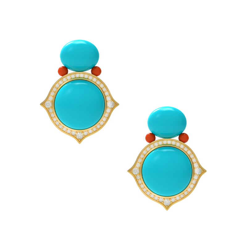 Turquoise and Coral Crown Earrings.png