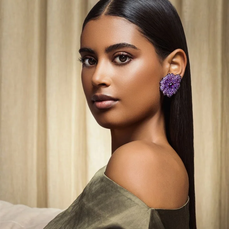 Fleur-de-Sable-18K-Rose-Gold-Titanium-Amethyst-Sapphires-Diamonds-Medium-Earrings-model5.jpg
