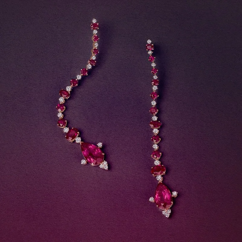 Out of Africa-18 Karat-Rose Gold-White Diamonds-Ruby-Rubelite-Stiletto-Earrings-thin-still.jpg