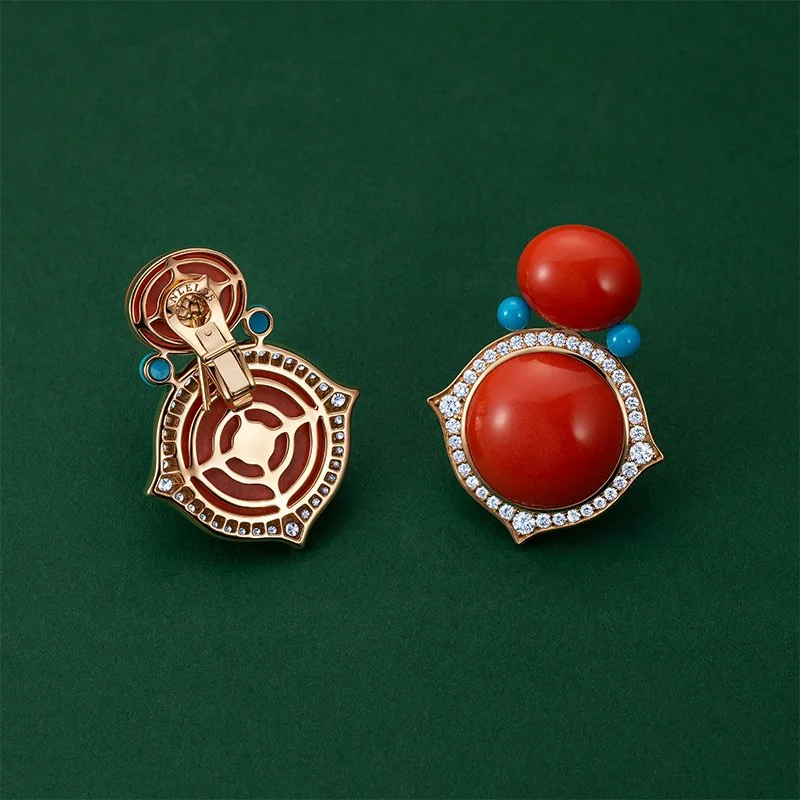 The Nile-18 karat rose gold-diamond-coral-turquoise-earrings-BACK.jpg