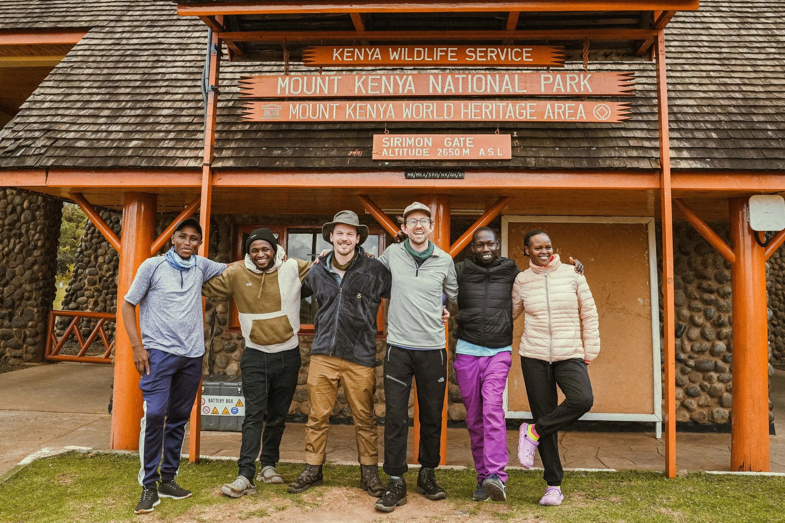 Peter Kettle, filmmaker Al Green and the hiking team during the Mount Kenya expedition.