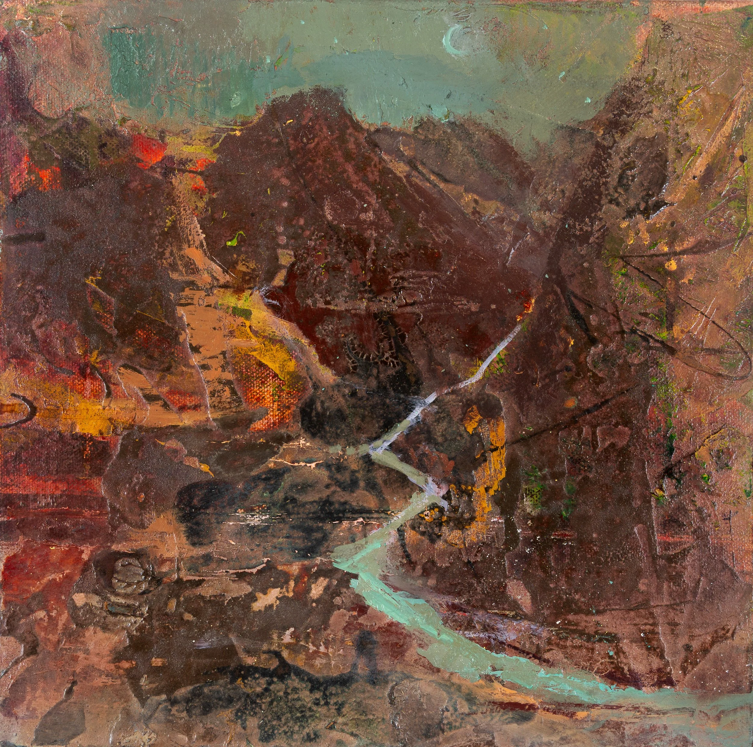 Himalayas – Moonlight on the EBC Trek, original landscape painting by Peter Kettle inspired by the Everest Base Camp trail in Nepal.