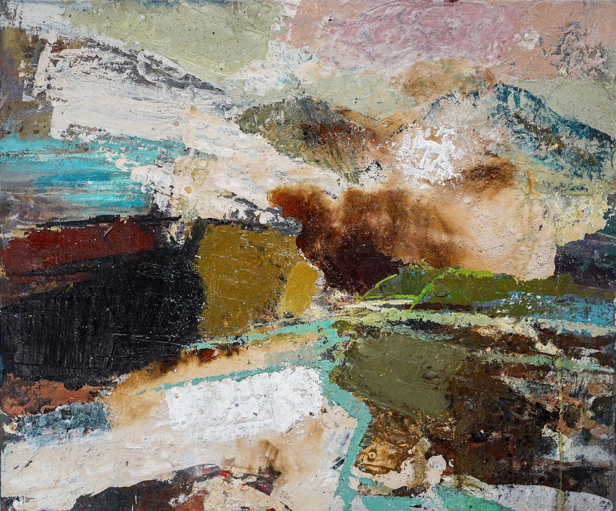 Azusa River, Kamikochi Valley – Japan Alps, abstract landscape painting by Peter Kettle inspired by the Azusa River and surrounding mountains of Kamikochi, Japan.