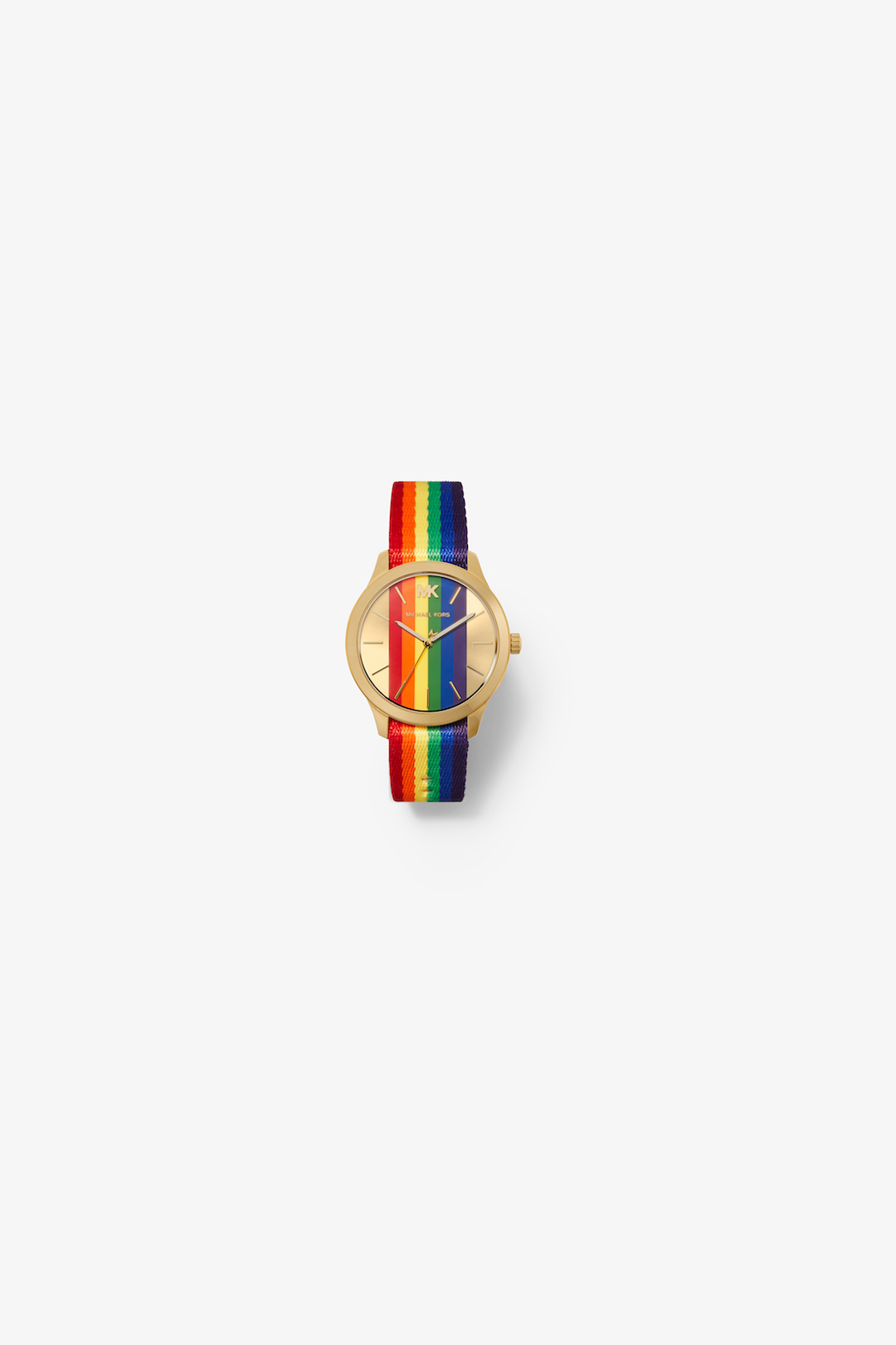 MICHAEL Michael Kors Multi Gold-Tone Rainbow Striped Canvas Runway Watch.jpg