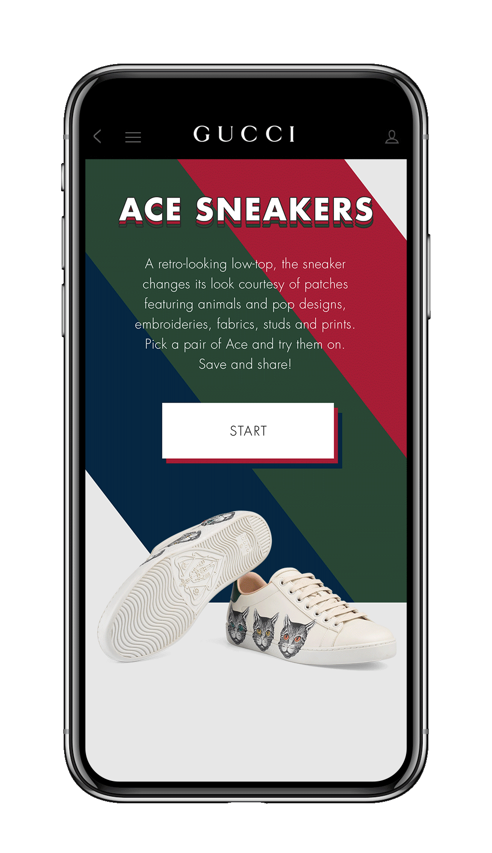 Gucci Ace Sneaker Try On App_Homepage.gif