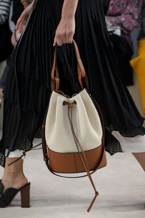 Loewe Small Balloon Bag Canvas and Calfskin In Brown