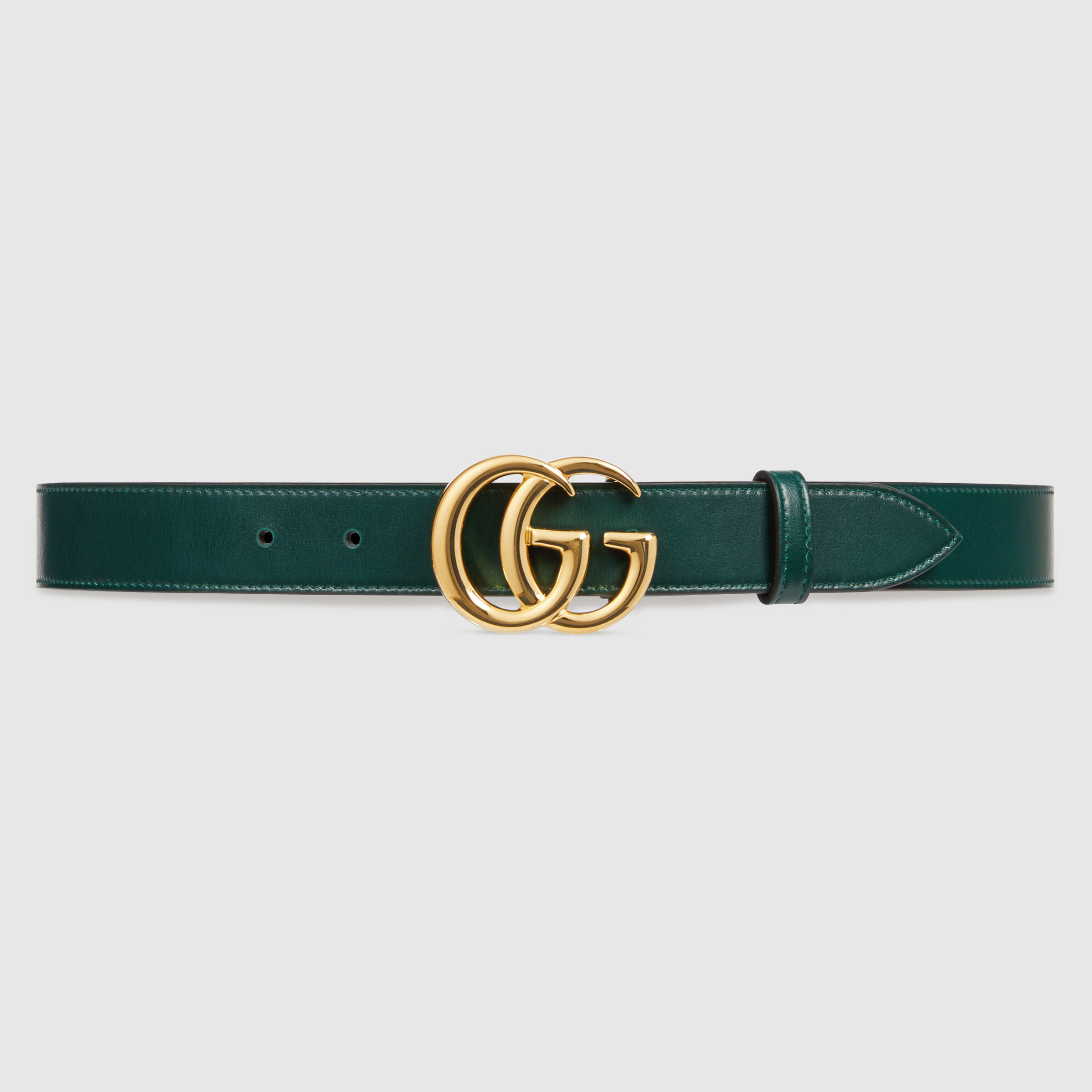 Gucci GG Marmont green leather belt with shiny buckle.jpg