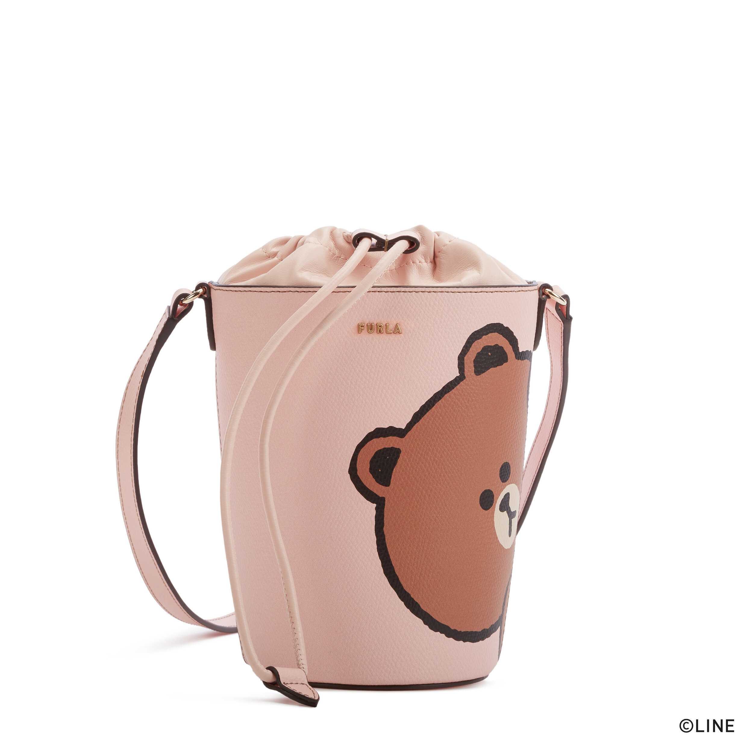 FURLA LINE FRIENDS S BUCKET MINI BAG_BROWN PRINT ON ARES TEXTURED LEATHER_LF-copyright.jpg