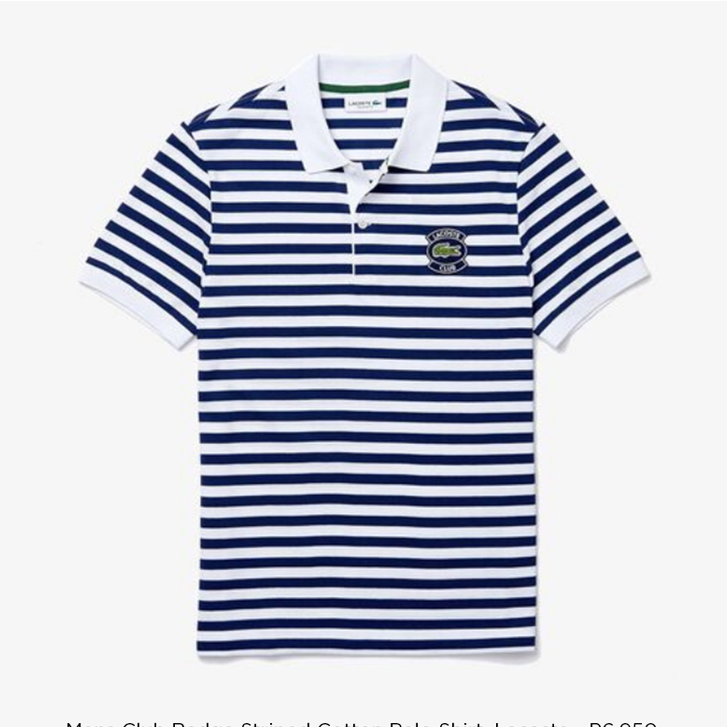  Mens Club Badge Striped Cotton Polo Shirt, Lacoste P6,950 