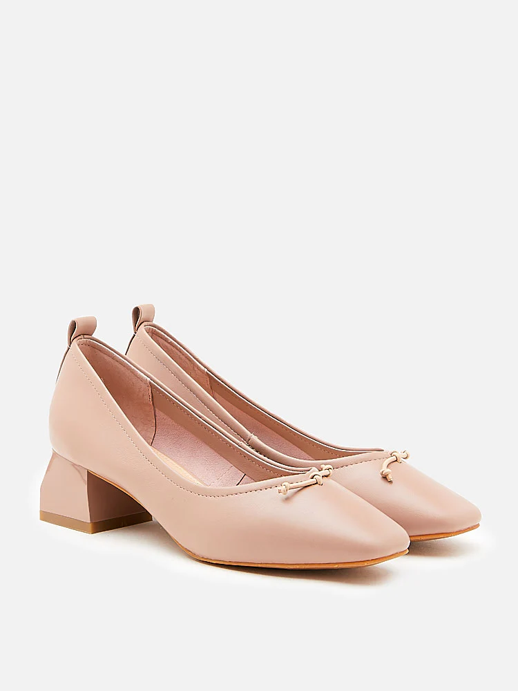PAZZION Classic Ribbon Leather Pumps, pink P5,450 to P4,905.jpg