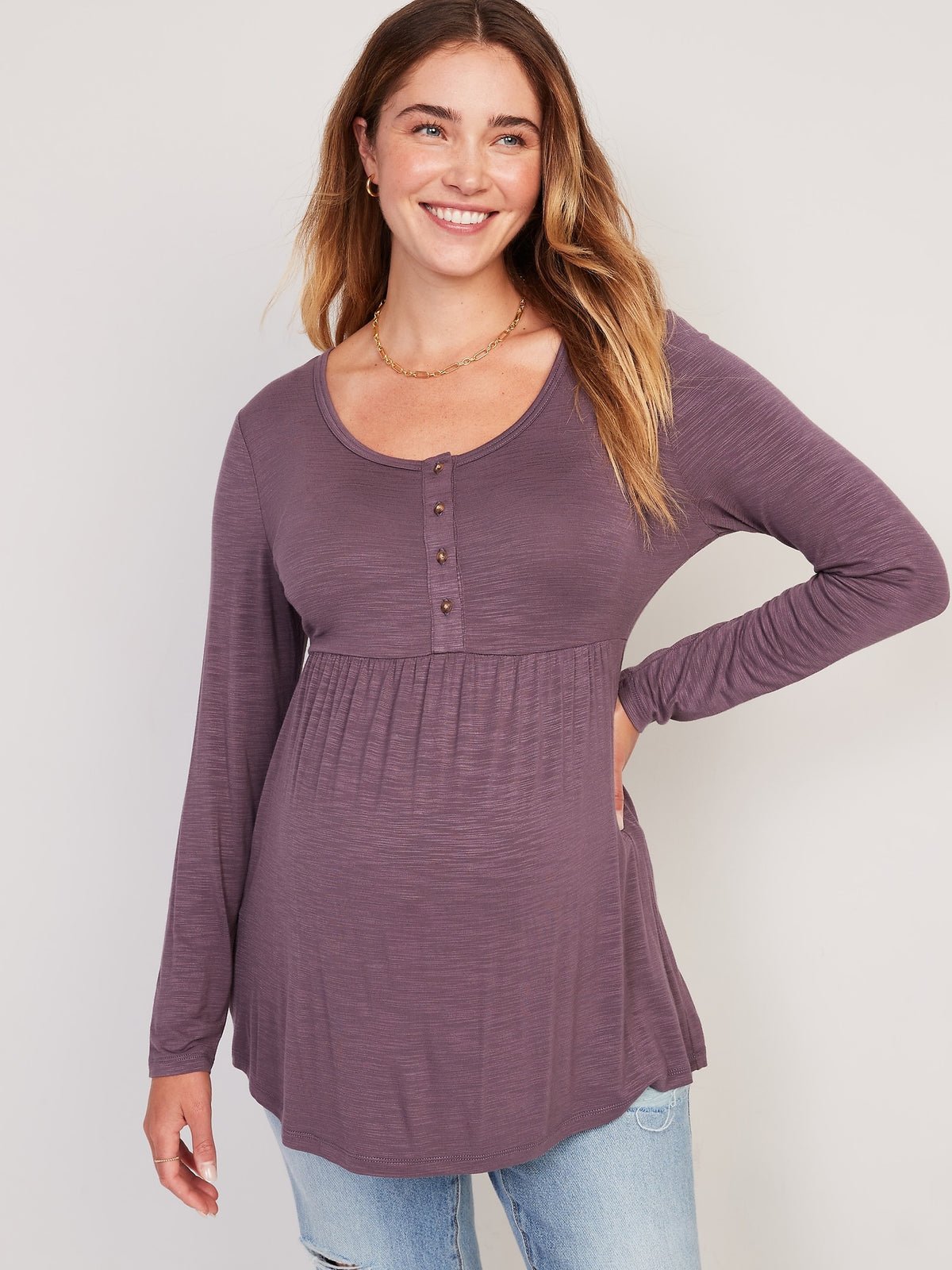 Maternity Slub-Knit Long-Sleeve Peplum-Hem Henley T-Shirt_WildCurrant_1650.jpeg