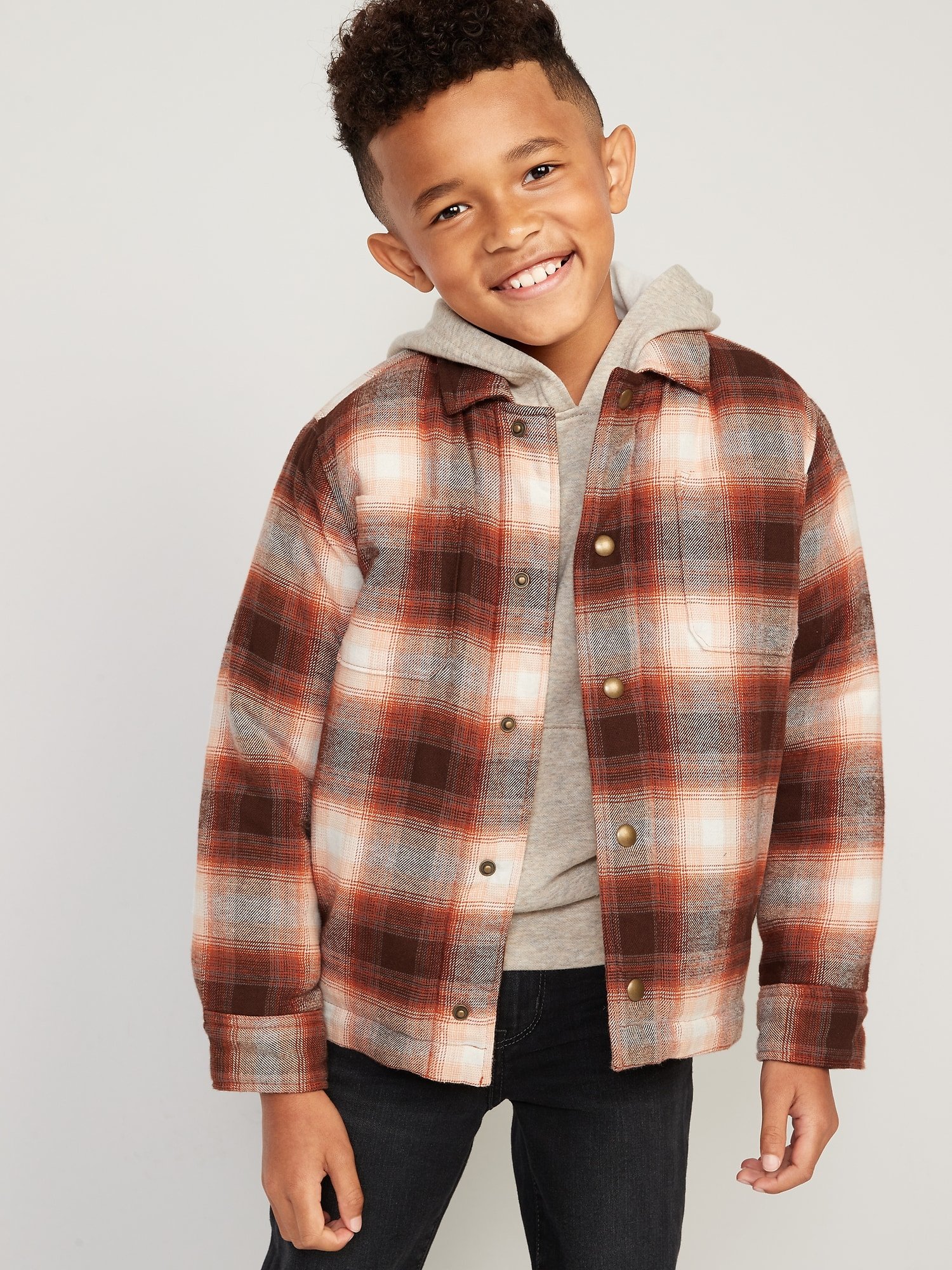 ONLINE EXCLUSIVE_Cozy Plaid Flannel Sherpa-Lined Shacket for Boys_OrangePlaid_2650.jpeg