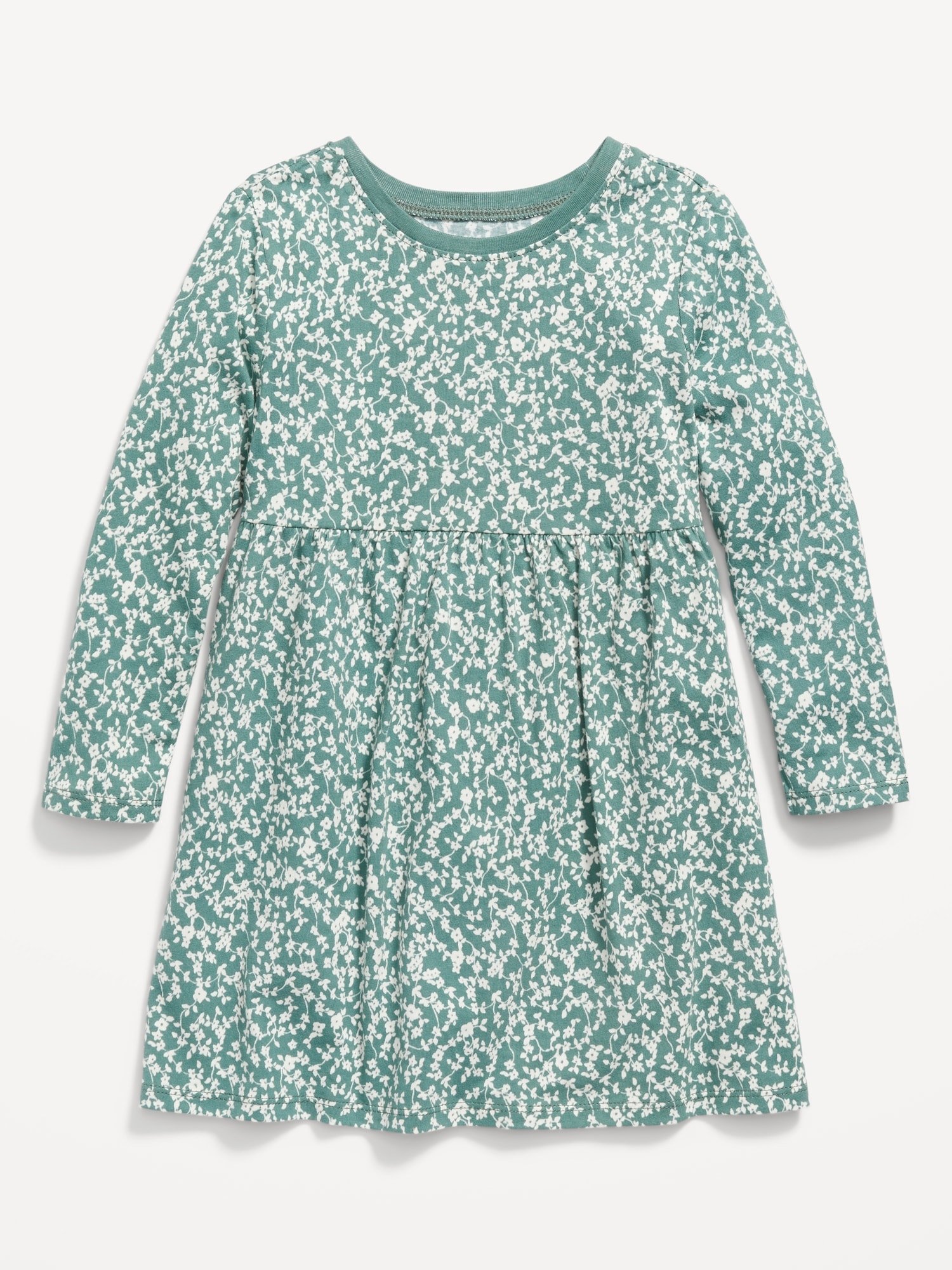 ONLINE EXCLUSIVE_Fit _ Flare Printed Jersey Dress for Toddler Girls_GreenFloral_795.jpeg