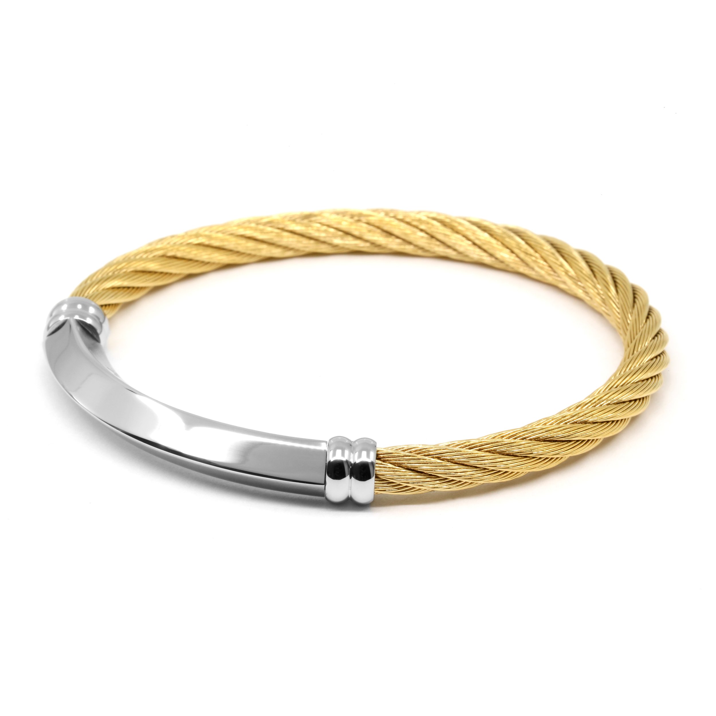 Better Half Bangle - Stainless Steel Decor, Yellow Gold PVD Cable.jpg