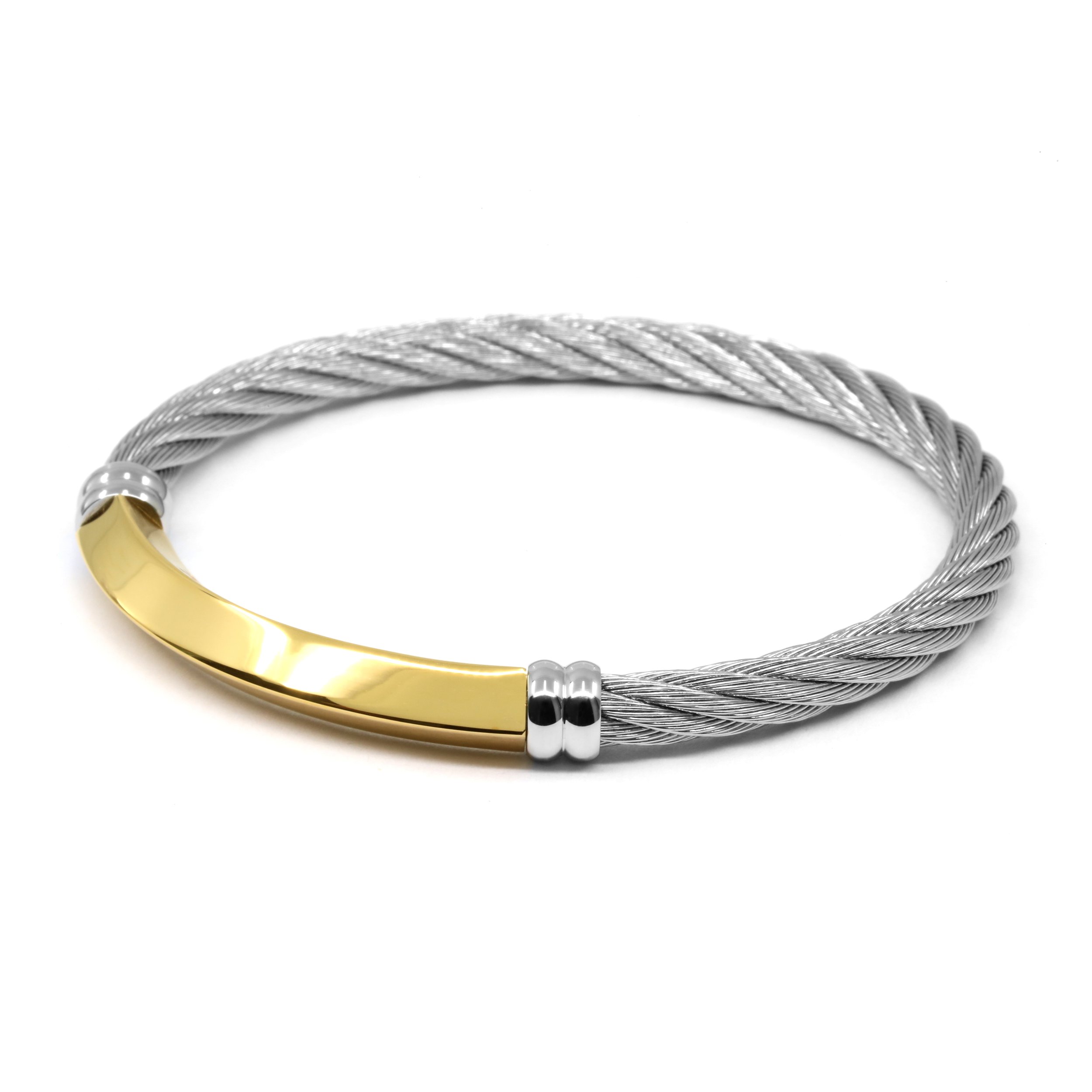 Better Half Bangle - Yellow Gold Decor, Stainless Steel Cable.jpg