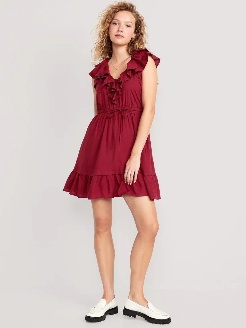 Waist-Defined Ruffle-Trim Mini Dress for Women_₱2,450.jpeg