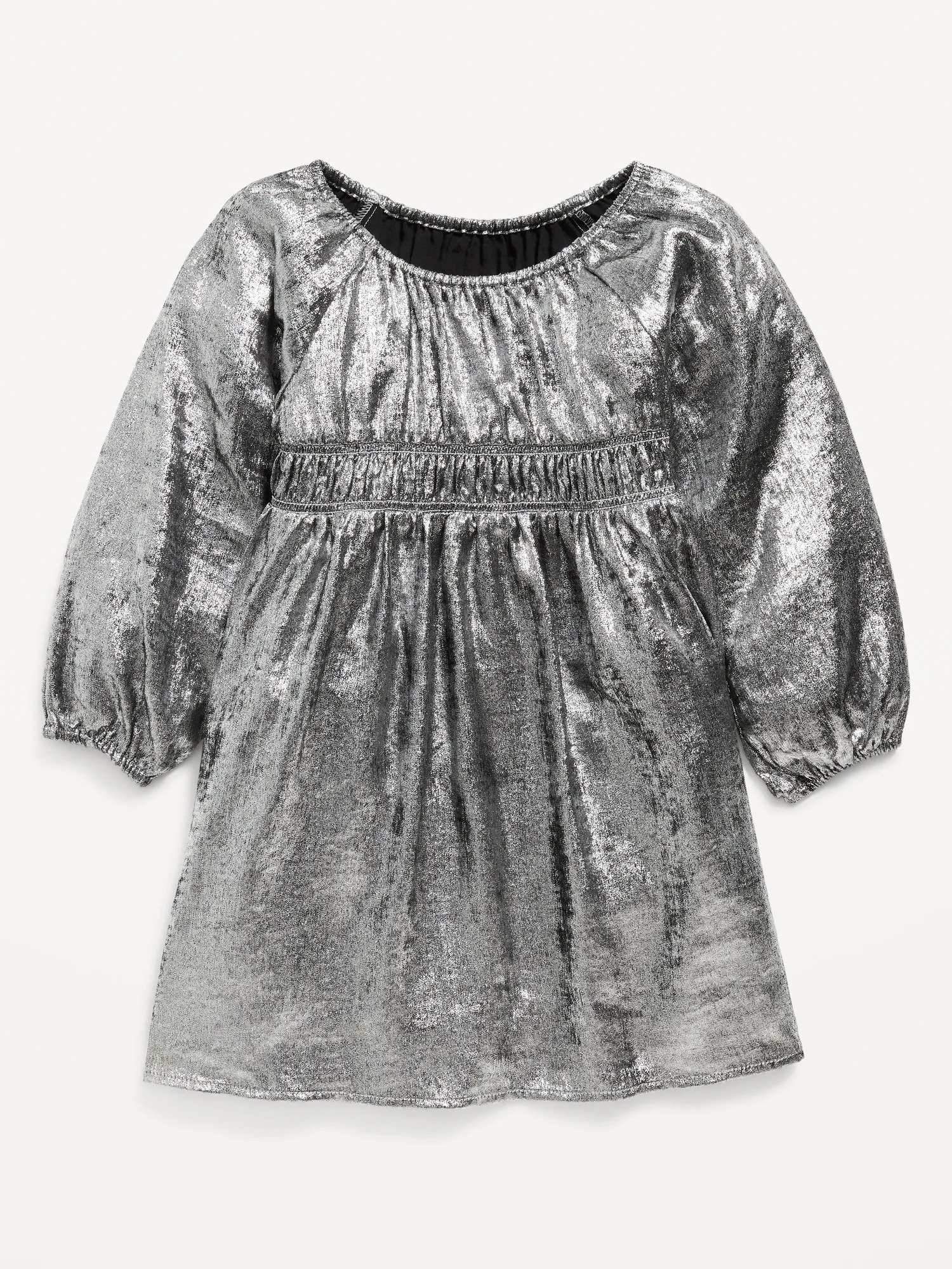    Long-Sleeve Metallic-Silver Dress for Toddler Girls, P1,650   